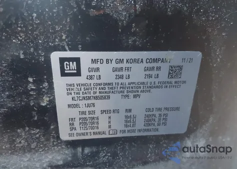 2022 Chevrolet Trax Awd Ls from USA, damaged, VIN KL7CJNSM7NB505839